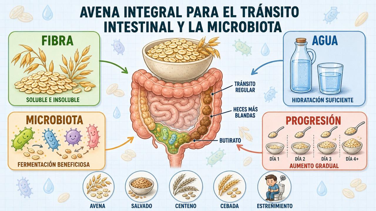 Fibra, agua, microbiota y progresión gradual: claves para mejorar el tránsito.