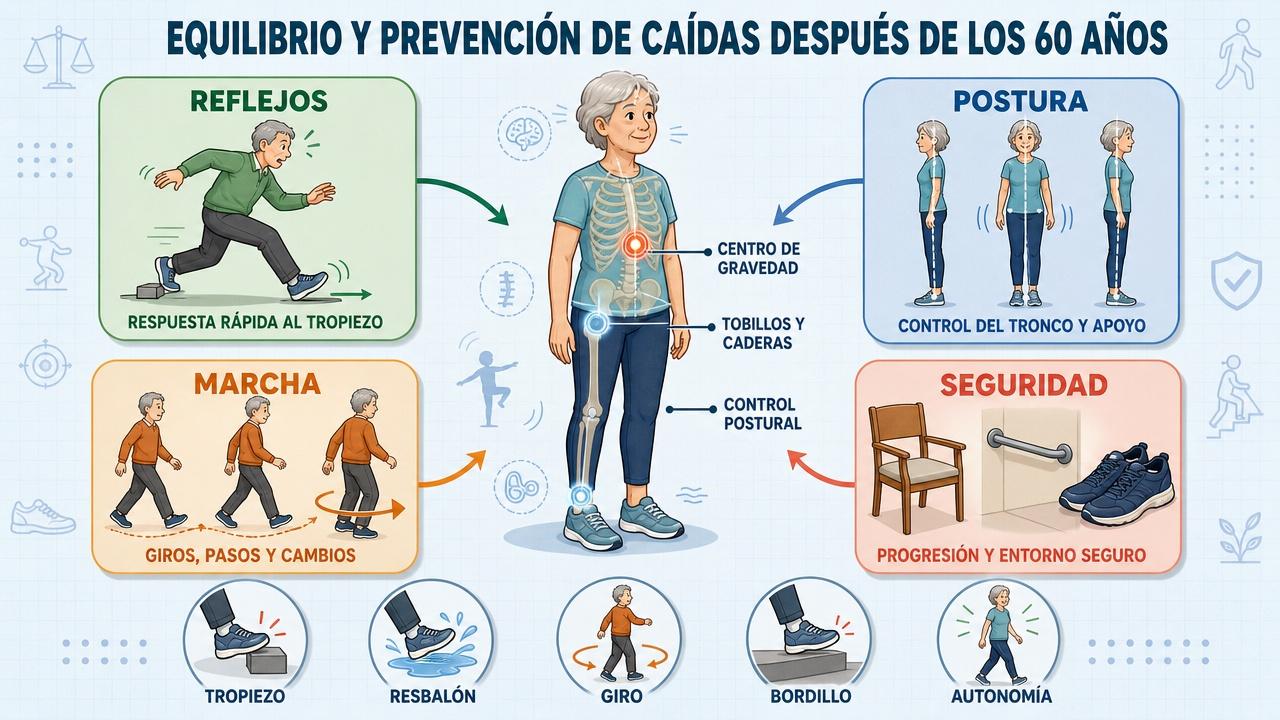 Reflejos, postura, marcha y seguridad: claves para ganar estabilidad diaria.