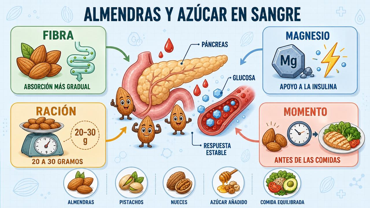 Fibra, magnesio, ración y momento de consumo explican su efecto glucémico.