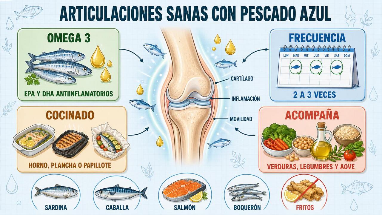 Omega 3, frecuencia, cocinado y guarnición: claves para cuidar las articulaciones.