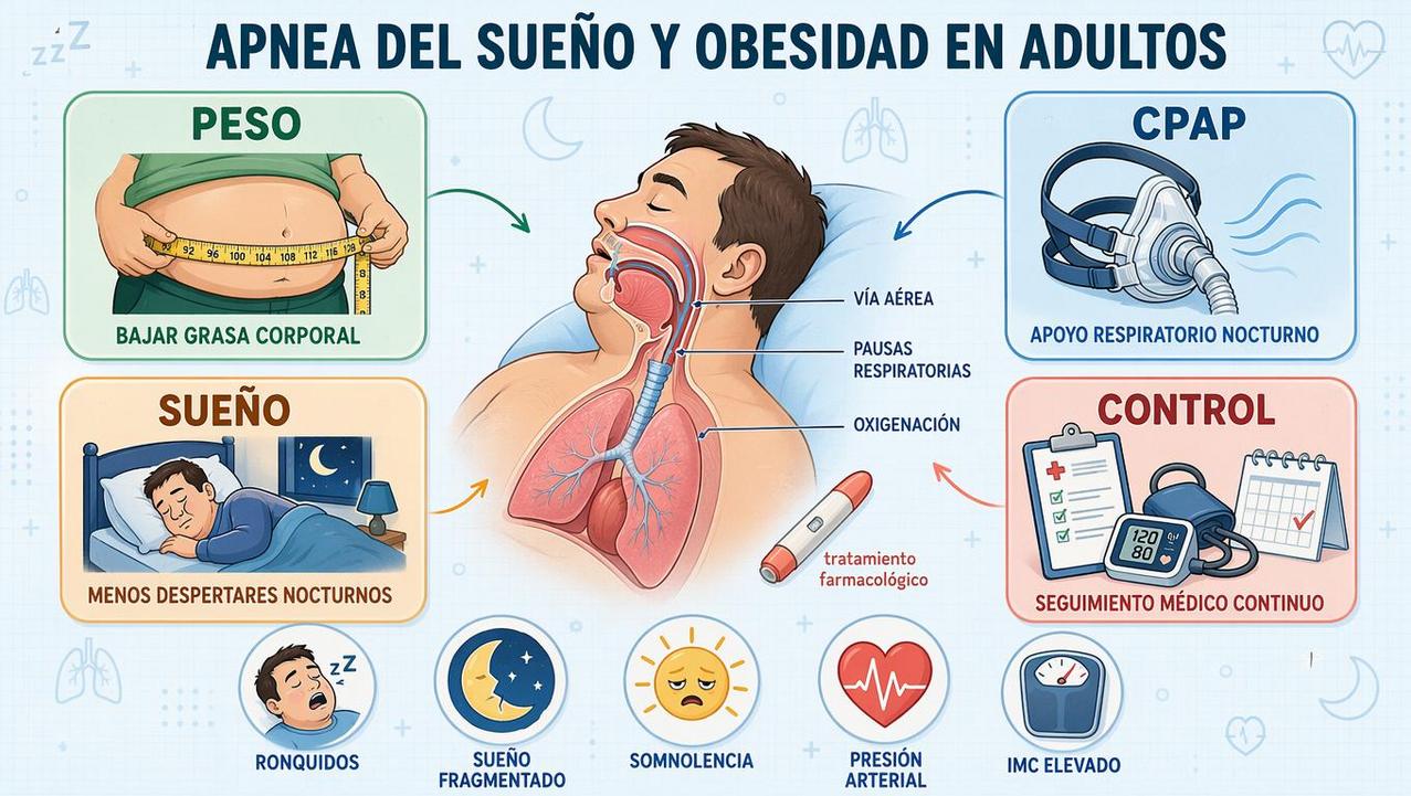 Peso, CPAP, sueño y control médico resumen los pilares del tratamiento.