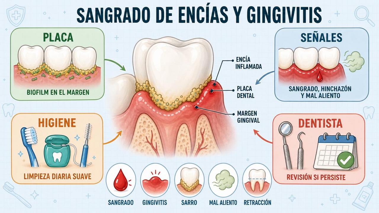 Placa, señales, higiene y revisión dental: claves frente al sangrado gingival.