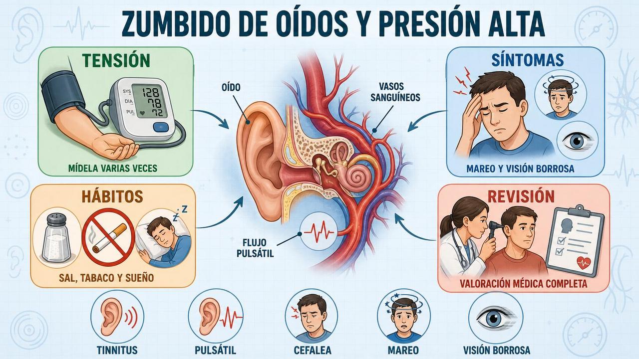 Cuatro claves para relacionar tinnitus, síntomas, hábitos y control médico.