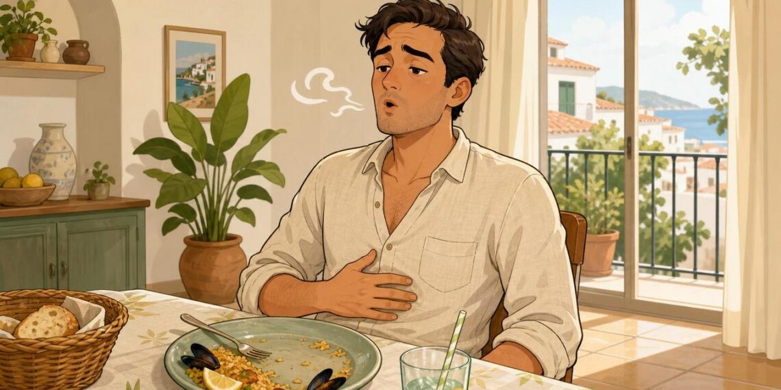 Eructar mucho después de comer no siempre es por gases: a veces es por tragar aire al comer rápido o hablar