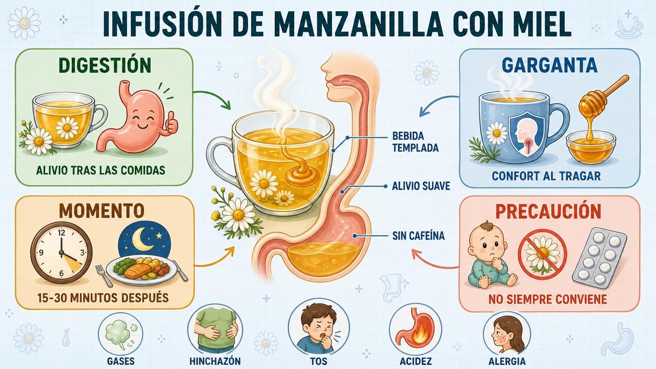 Digestión, garganta, momento ideal y precauciones clave de esta infusión.