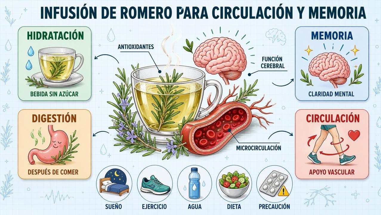 Hidratación, memoria, digestión y circulación resumen los pilares del romero.