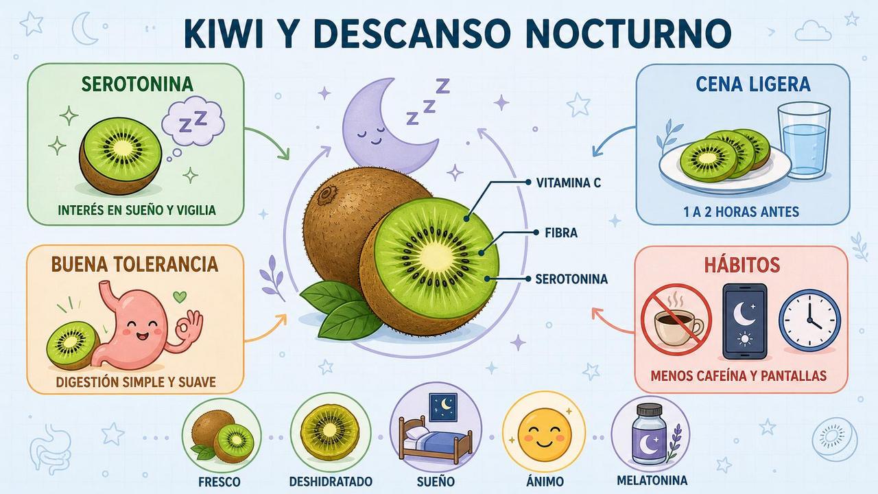 Serotonina, cena ligera, tolerancia digestiva y hábitos completan el enfoque del sueño.