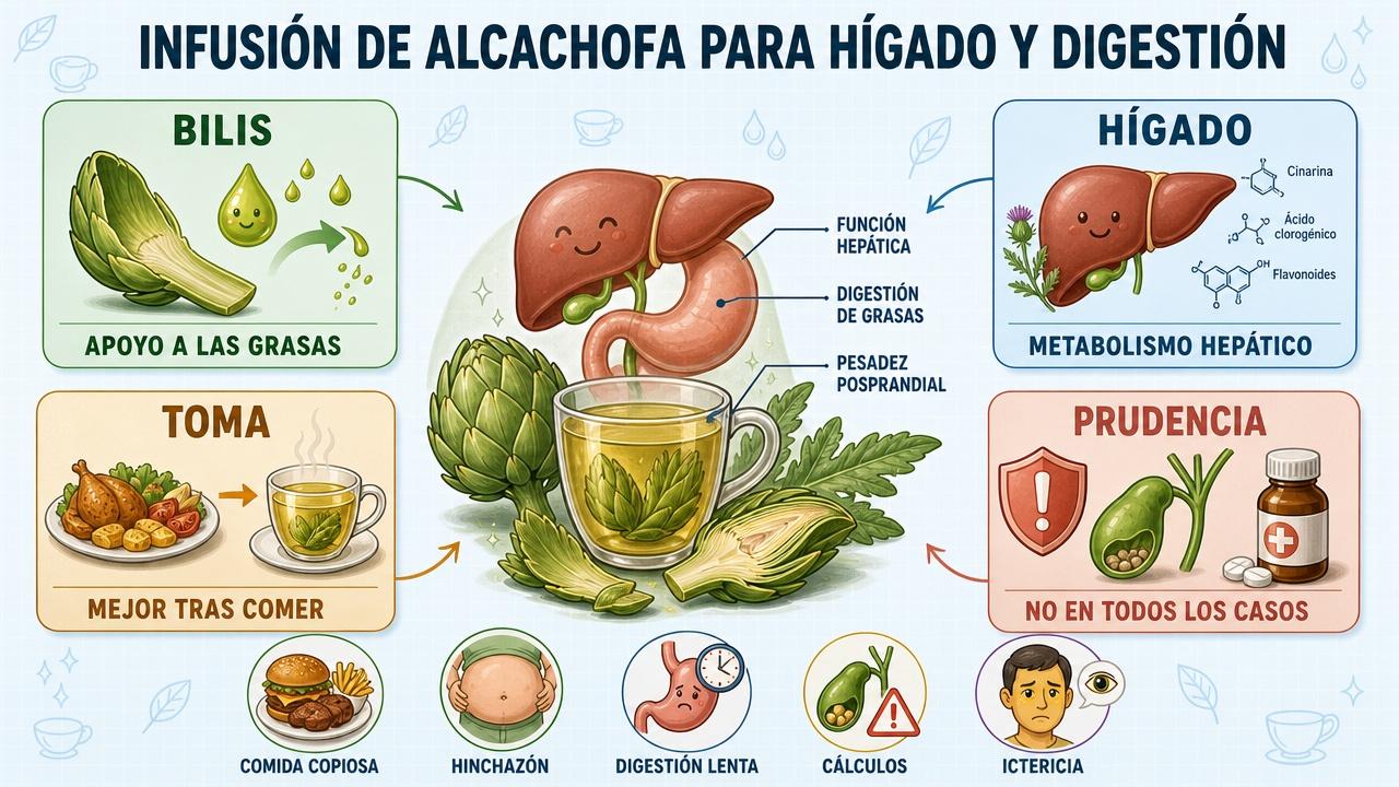 Bilis, función hepática, toma adecuada y prudencia: claves de esta infusión.