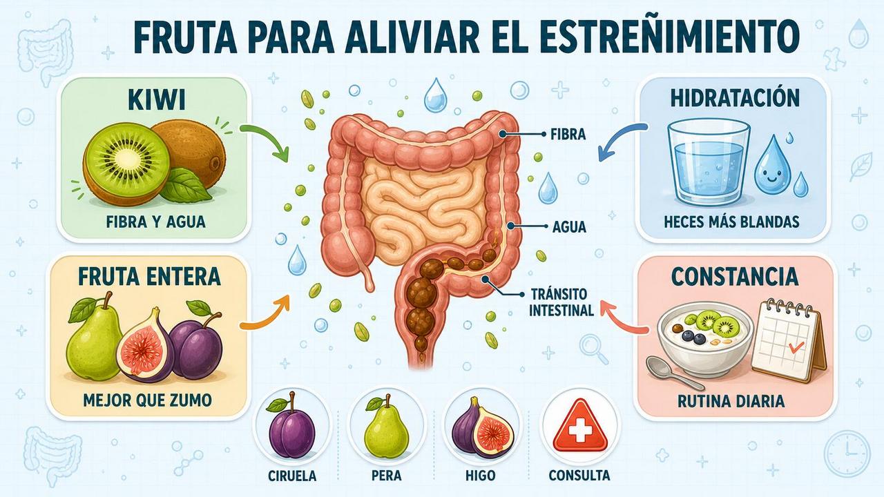 Kiwi, hidratación, fruta entera y constancia: pilares para mejorar el tránsito.