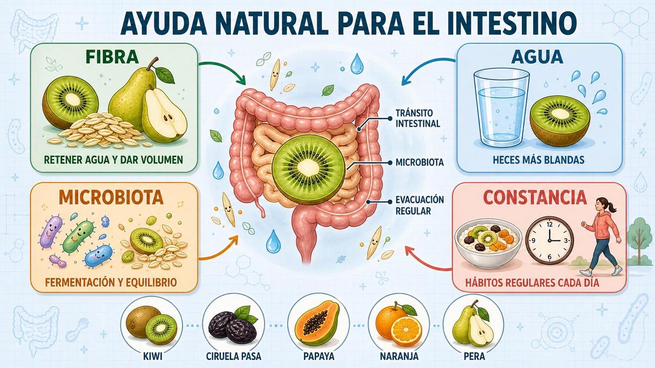 Fibra, agua, microbiota y constancia sostienen un intestino más regular.