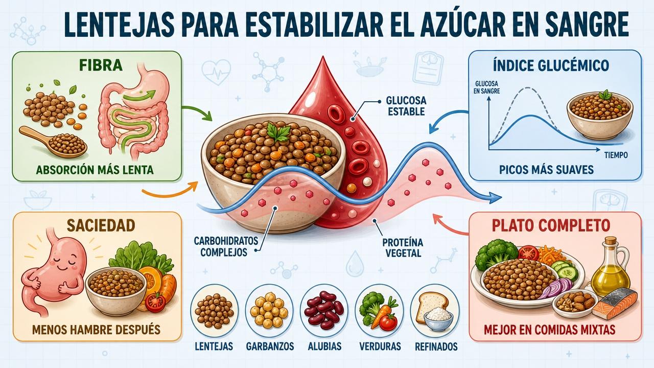 Fibra, índice glucémico, saciedad y plato completo: claves de las lentejas.