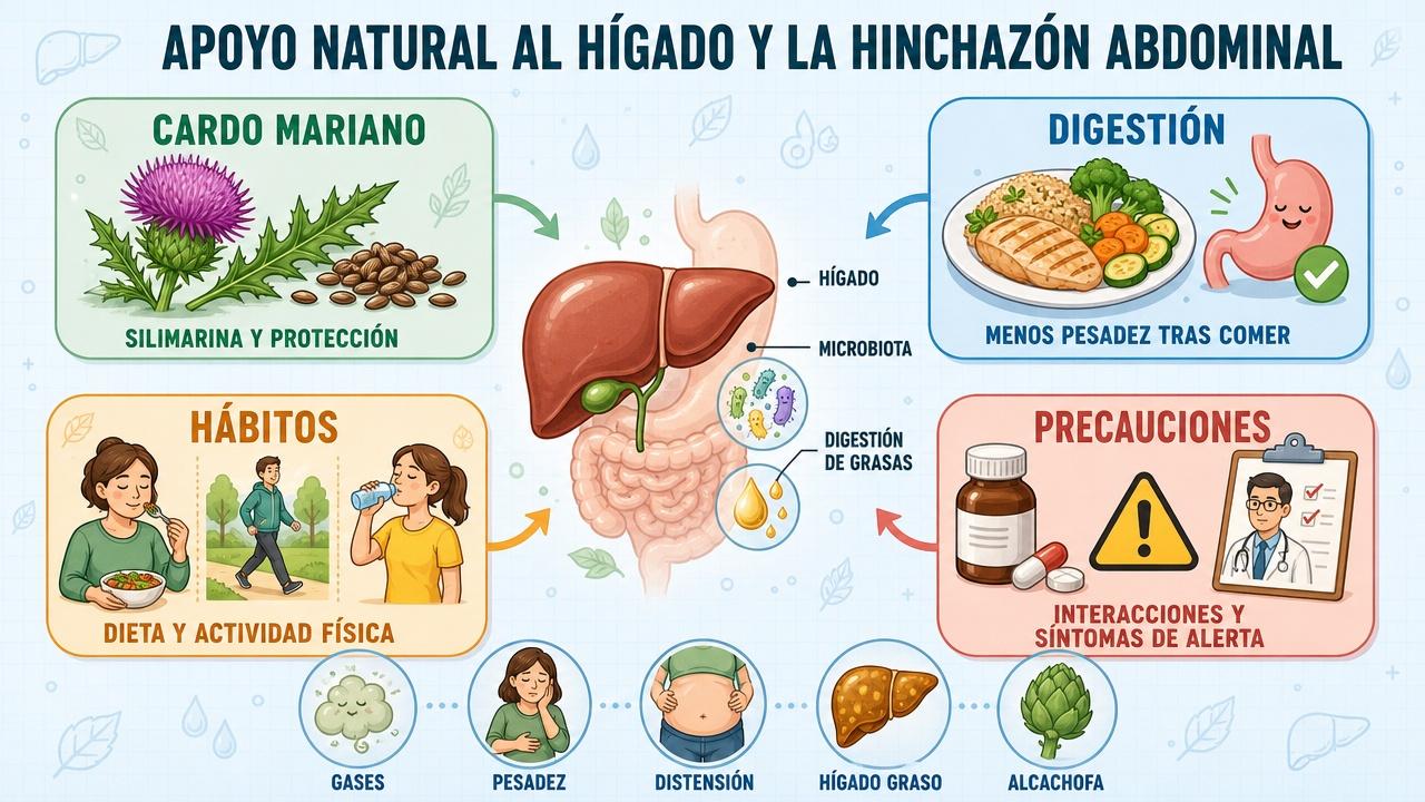 Cardo mariano, digestión, hábitos y precauciones: claves del apoyo hepático.