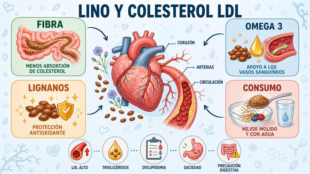 Fibra, omega 3, lignanos y consumo correcto para cuidar arterias.