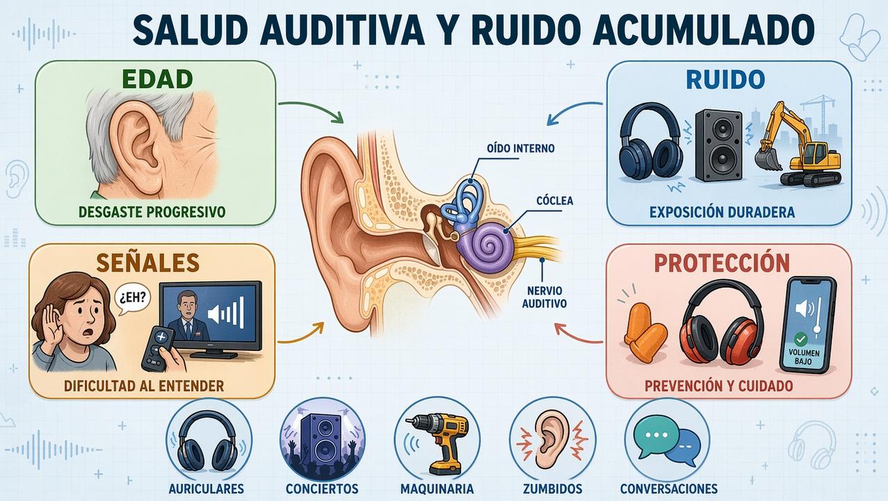 Edad, ruido, señales y protección: pilares clave para cuidar la audición.