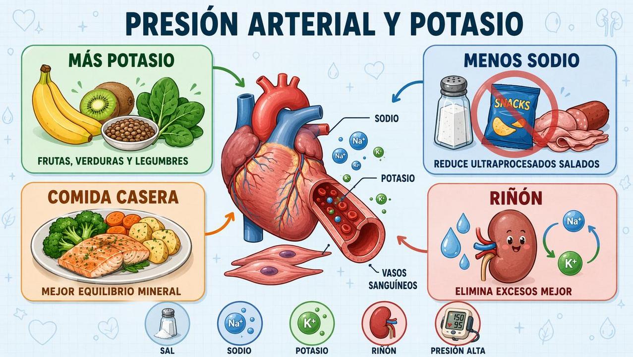 Cuatro pilares para mejorar el equilibrio sodio-potasio y cuidar la tensión.