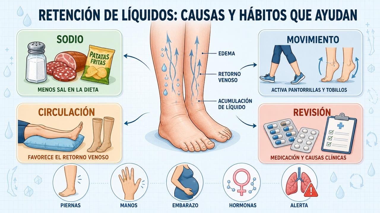 Sodio, movimiento, circulación y revisión médica: pilares para reducir el edema.