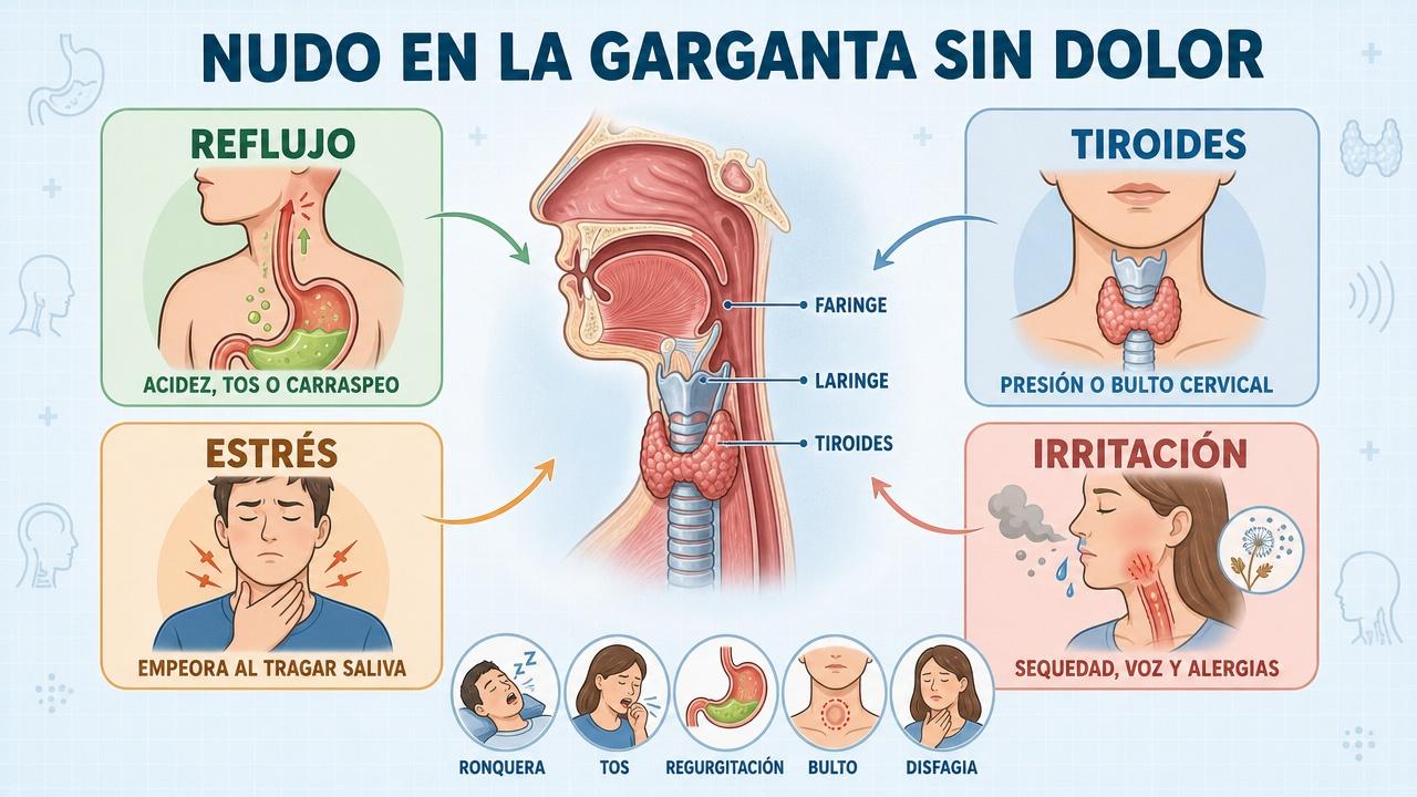 Reflujo, tiroides, estrés e irritación orientan las causas más probables.