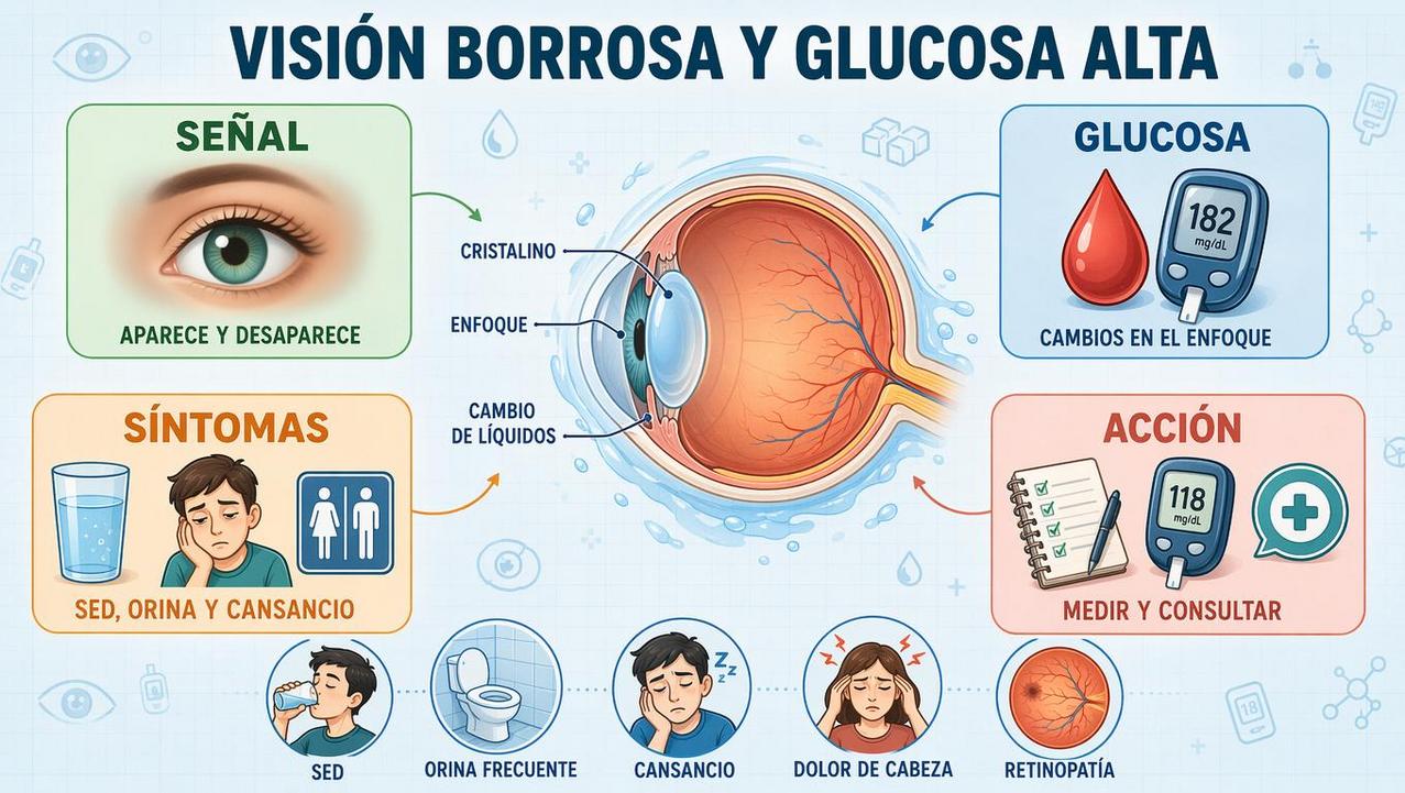 Cuatro claves para entender la visión borrosa asociada a hiperglucemia.