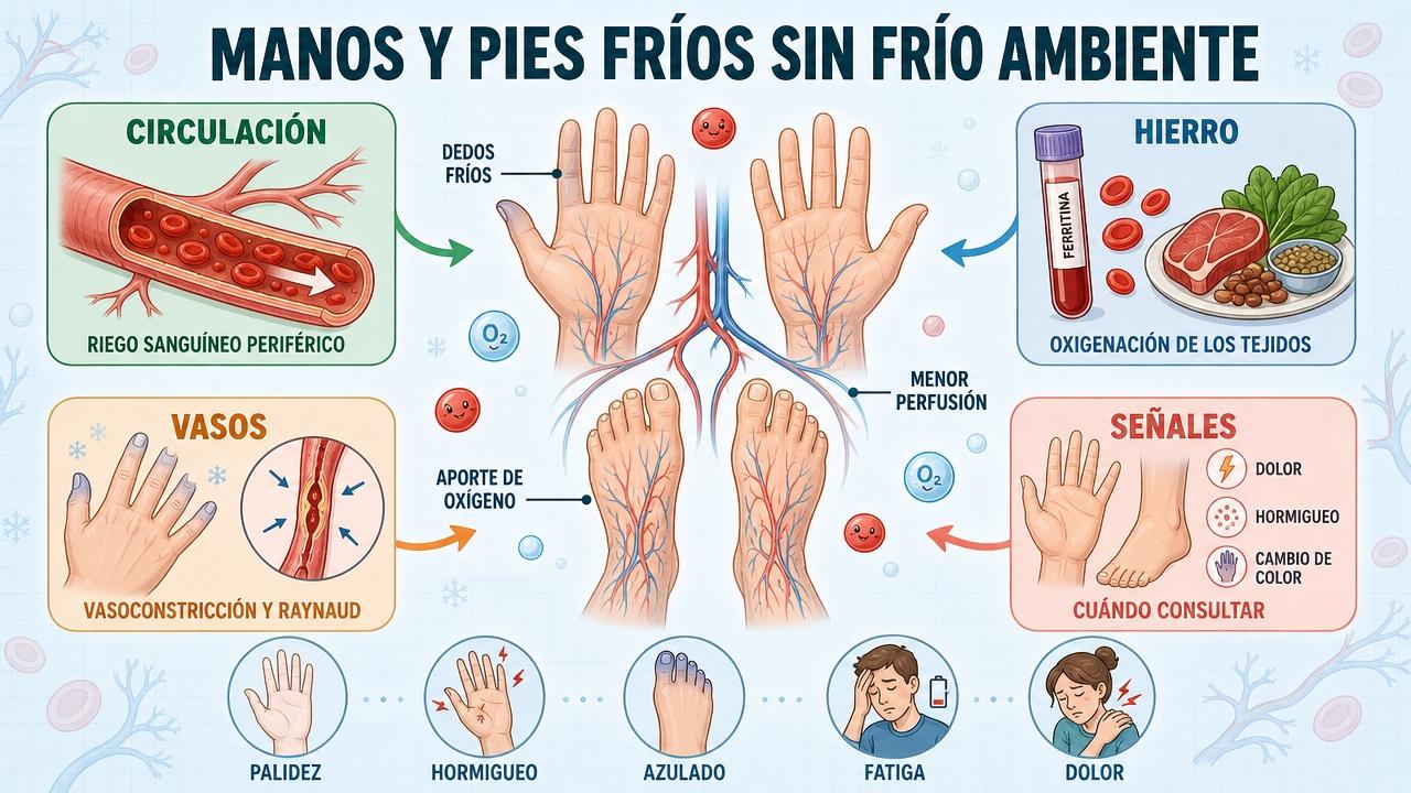 Circulación, hierro, vasos y señales de alarma explican el frío persistente.