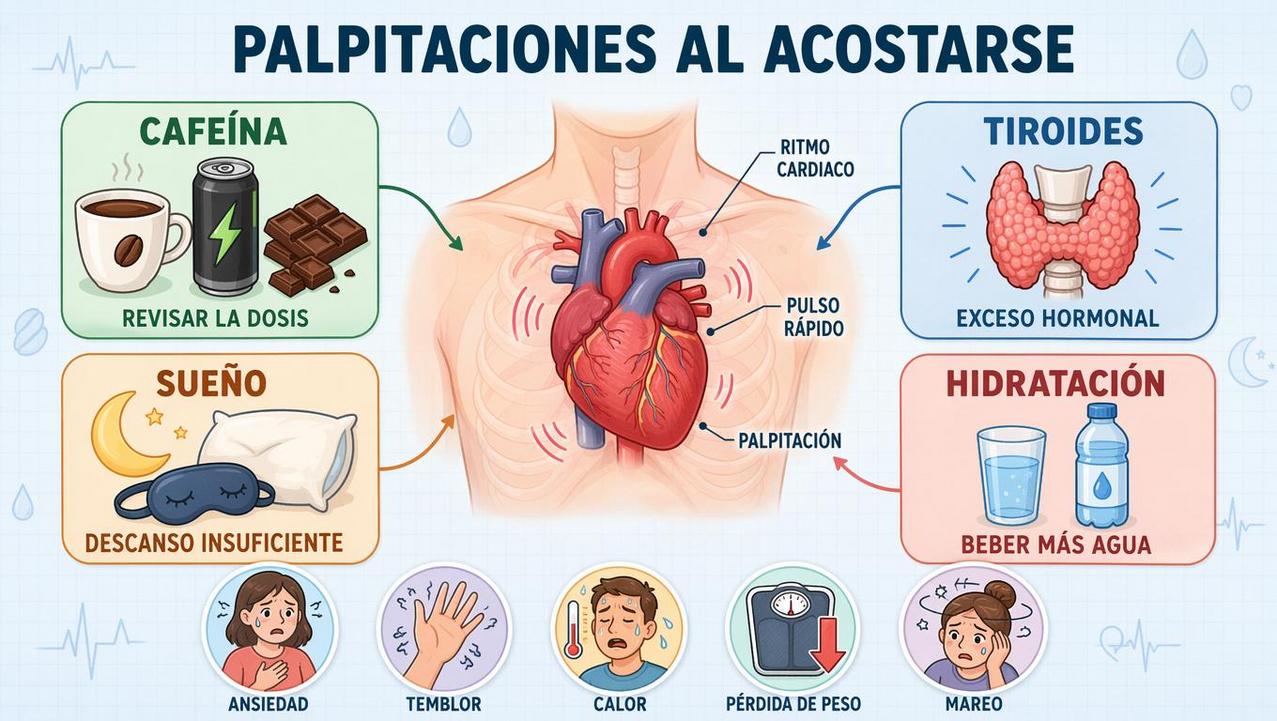 Cuatro factores clave y síntomas asociados a las palpitaciones al acostarse.