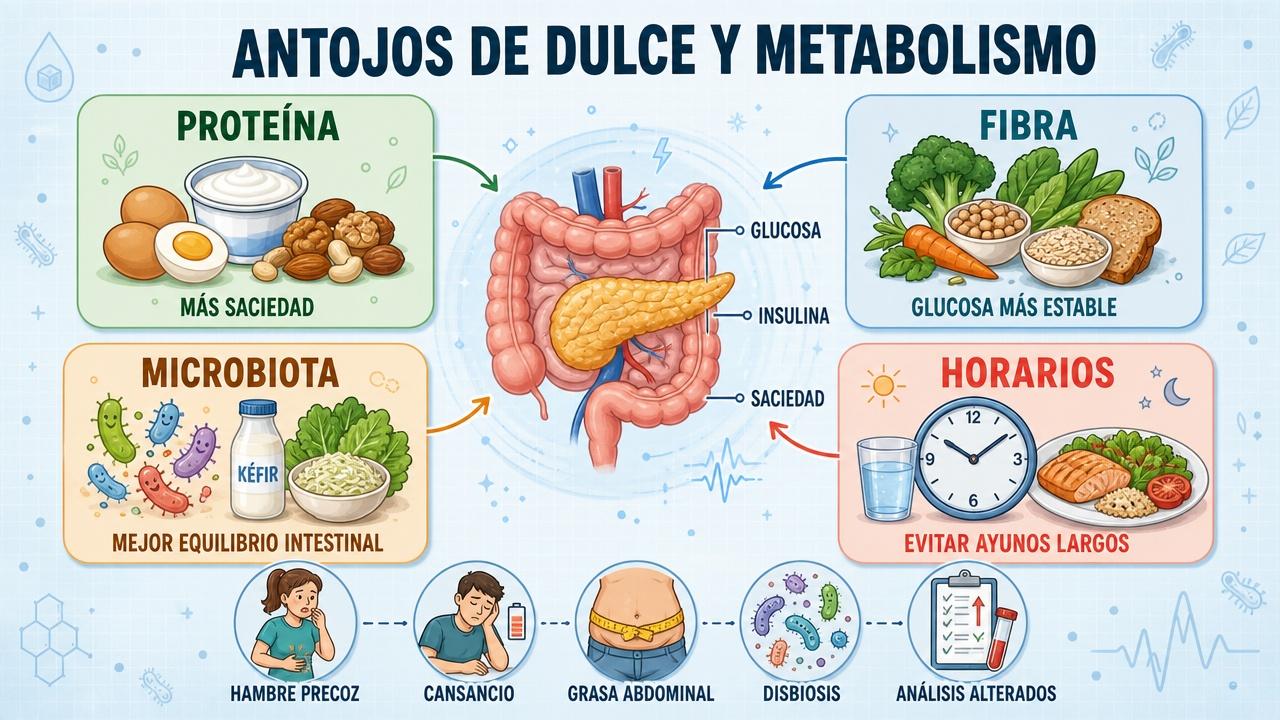 Proteína, fibra, microbiota y horarios ayudan a frenar los antojos.