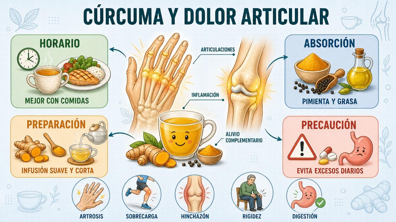 Horario, absorción, preparación y precaución: claves de la cúrcuma articular.