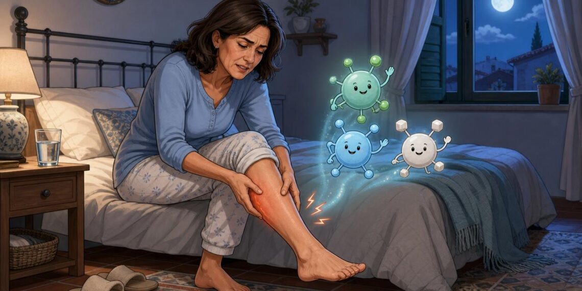 Los calambres nocturnos frecuentes en las piernas no siempre se deben a la falta de agua, sino al desequilibrio entre tres minerales clave: magnesio, potasio y calcio, y cómo equilibrarlos