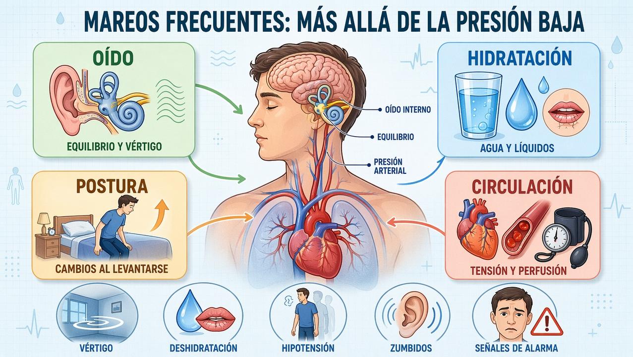Oído, hidratación, postura y circulación: claves para entender los mareos.