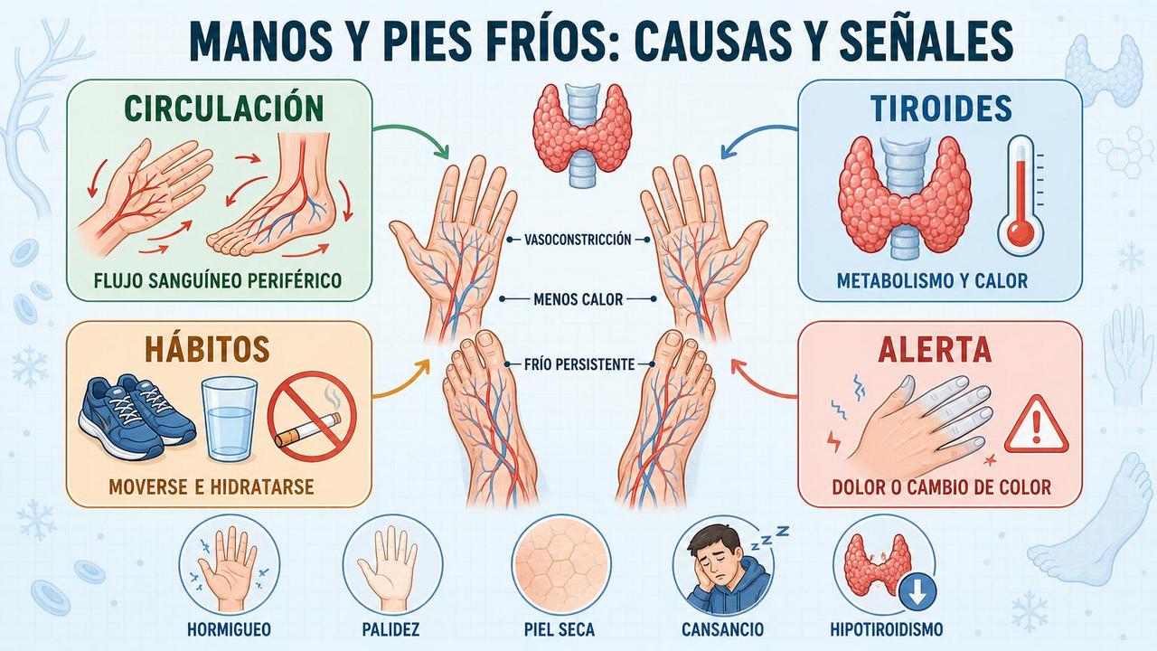 Circulación, tiroides, hábitos y señales de alerta explican el frío persistente.