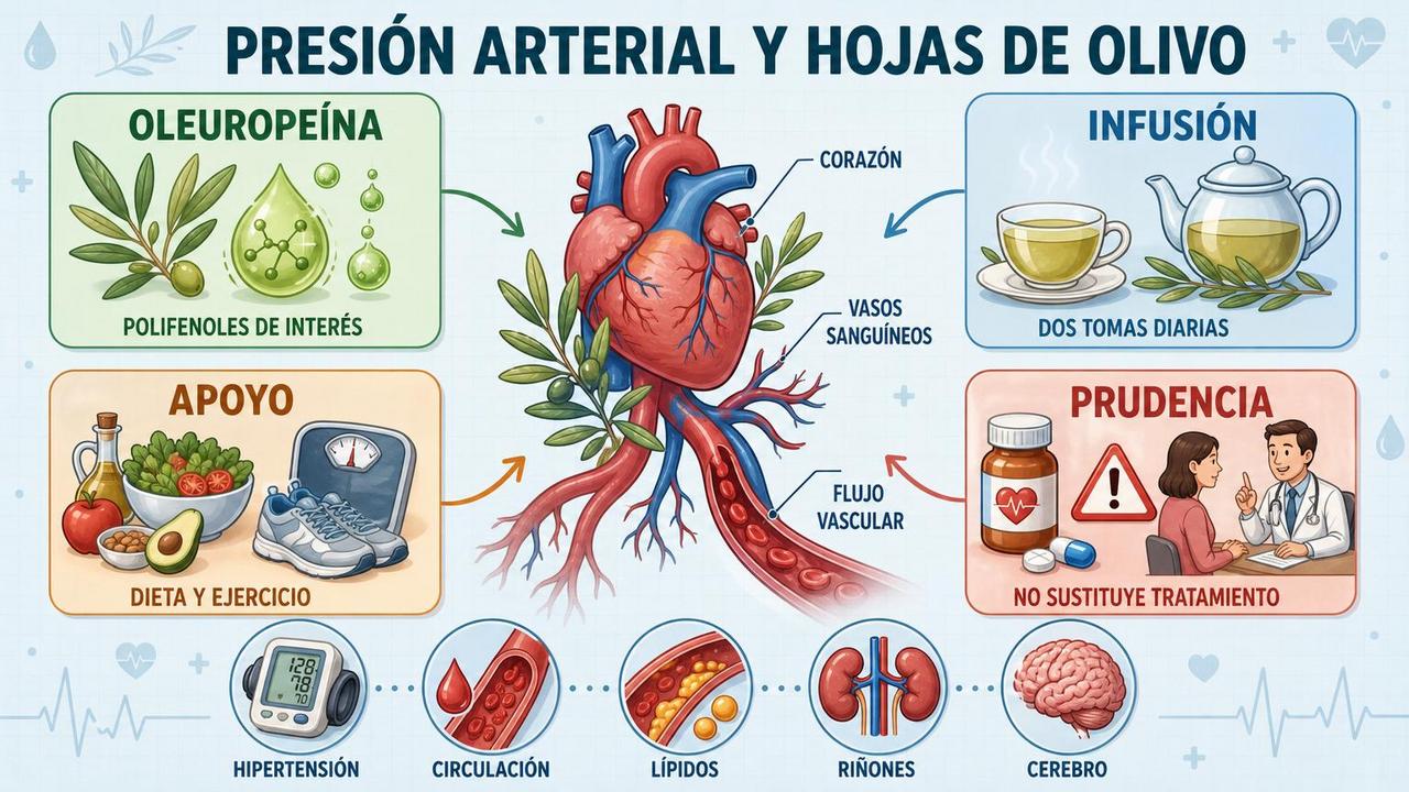 Oleuropeína, infusión, hábitos y prudencia: cuatro claves sobre presión arterial.
