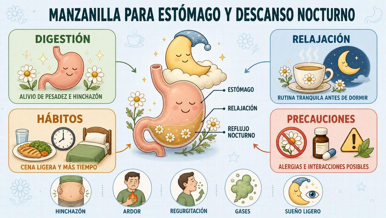 Digestión, relajación, hábitos y precauciones: los cuatro pilares de la manzanilla.