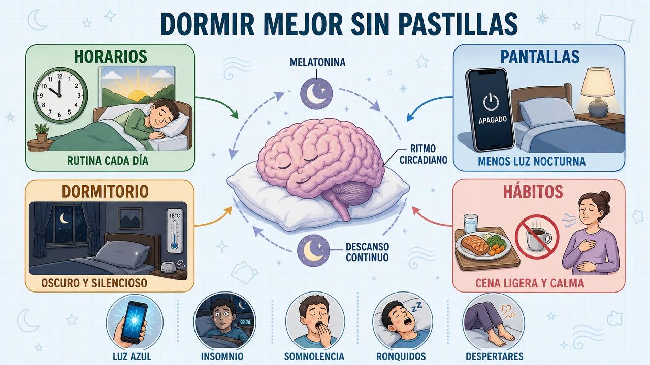 Horarios, pantallas, dormitorio y hábitos forman los pilares del buen descanso.