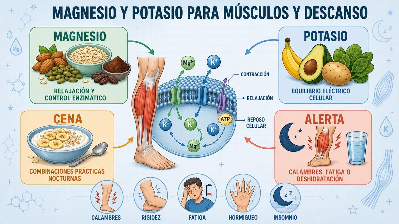 Cuatro claves para combinar minerales, cena adecuada y prevención de calambres.