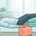 Ilustración de un hombre con cabello canoso recostado en un sofá con los ojos cerrados y las piernas elevadas sobre almohadas, descansando en un ambiente doméstico.