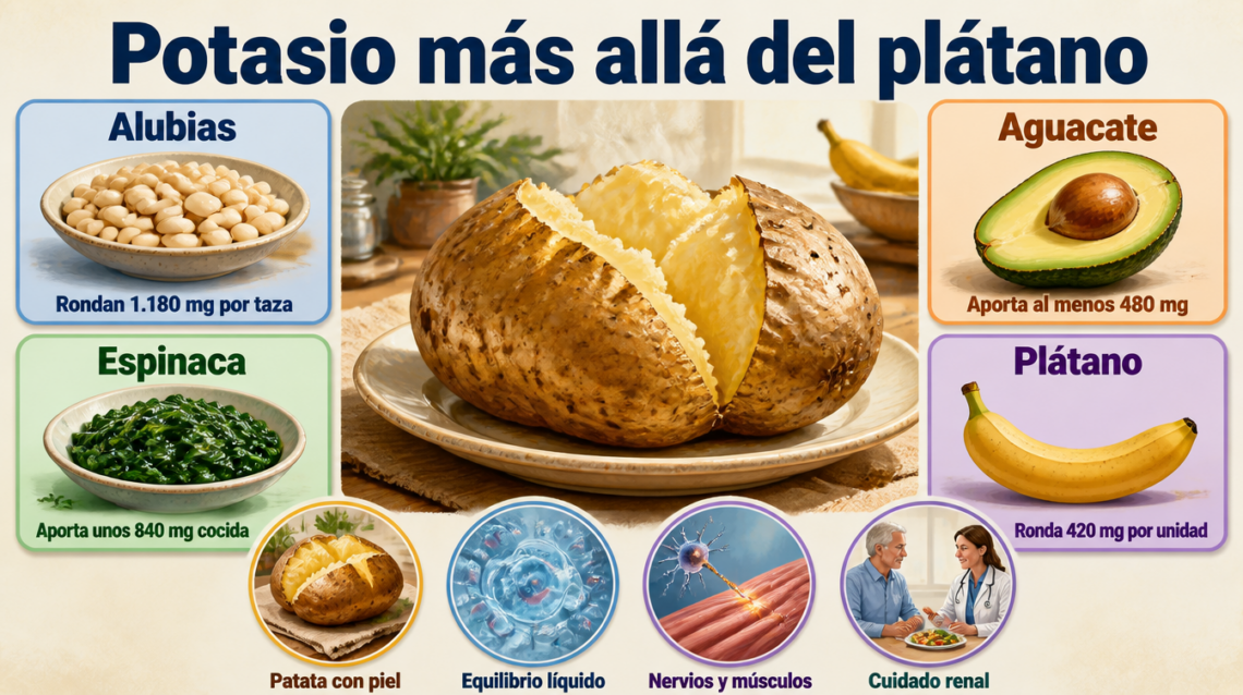 Los alimentos con más potasio por ración y por qué el plátano no ...