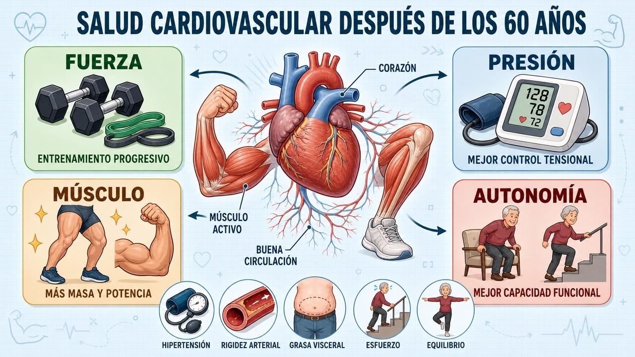 Fuerza, presión, músculo y autonomía: pilares del corazón en mayores de 60.