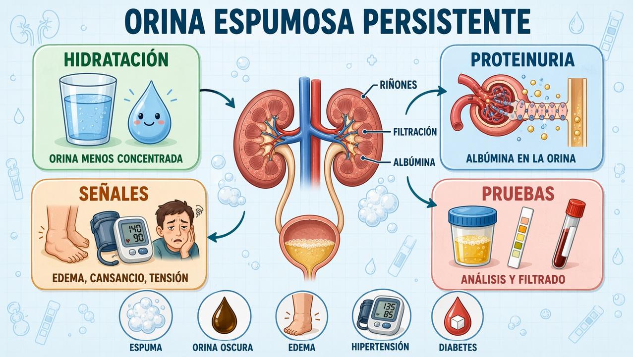 Hidratación, proteinuria, señales de alarma y pruebas clave para evaluar los riñones.