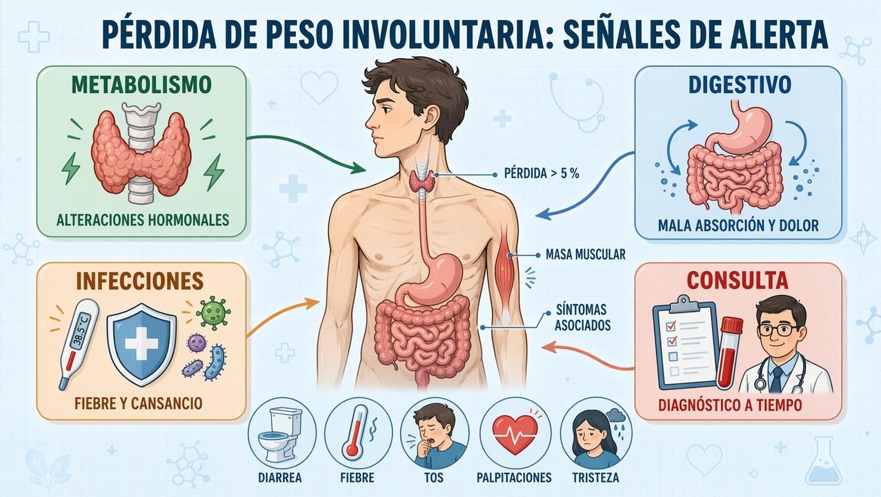 Metabolismo, digestión, infecciones y diagnóstico orientan la evaluación médica inicial.