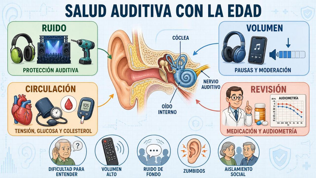 Cuatro pilares para proteger la audición y detectar cambios a tiempo.