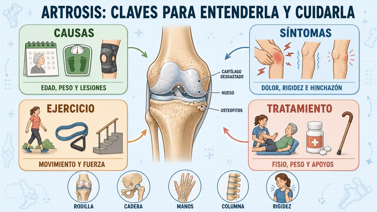 Causas, síntomas, ejercicio y tratamiento: los cuatro pilares básicos de la artrosis.