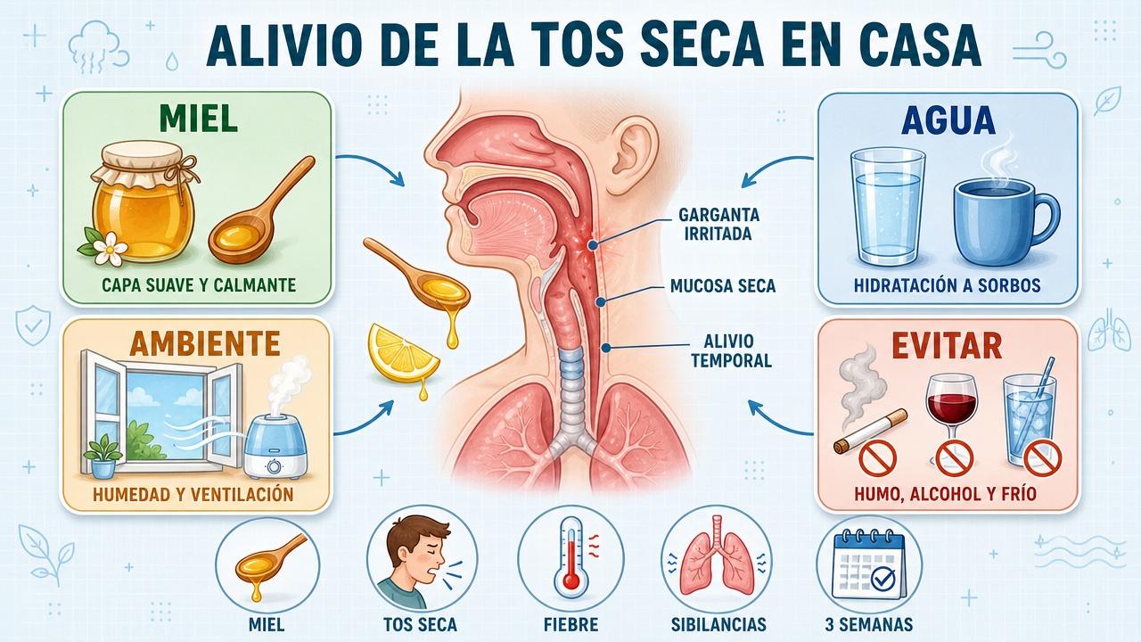 Cuatro pilares caseros para aliviar la irritación de garganta y tos seca.