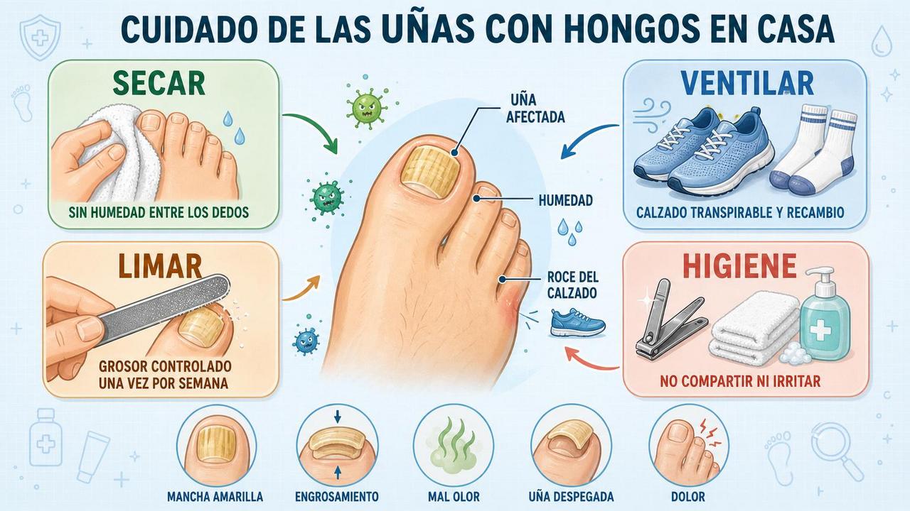 Cuatro cuidados clave para controlar la onicomicosis y evitar recaídas.