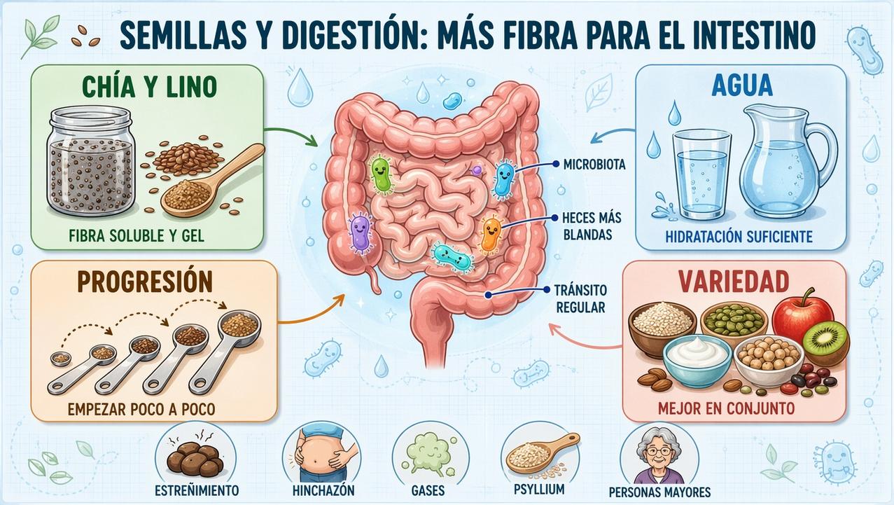 Cuatro claves digestivas: semillas adecuadas, agua, progresión y variedad vegetal.