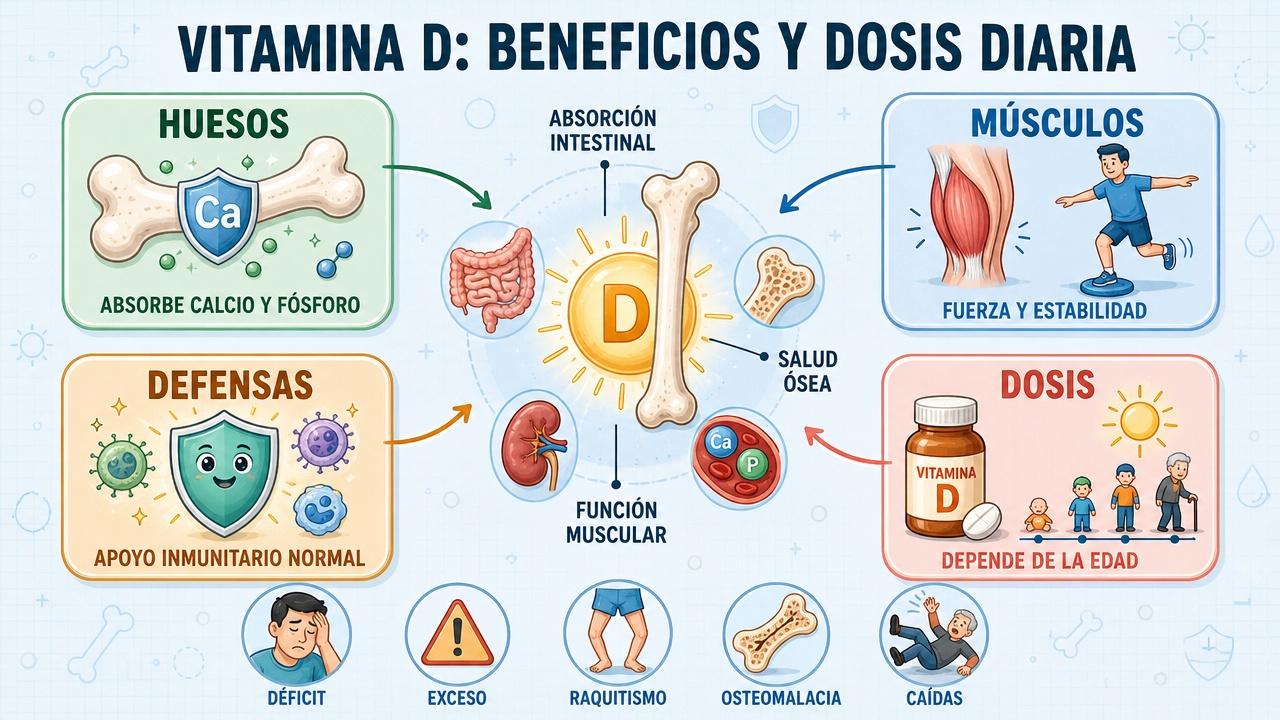 Huesos, músculos, defensas y dosis diaria resumen los pilares de la vitamina D.