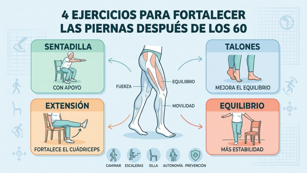 Los mejores ejercicios para fortalecer las piernas después de los 60