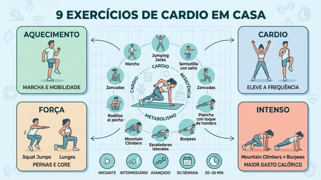 Los mejores ejercicios de cardio para hacer en casa sin material
