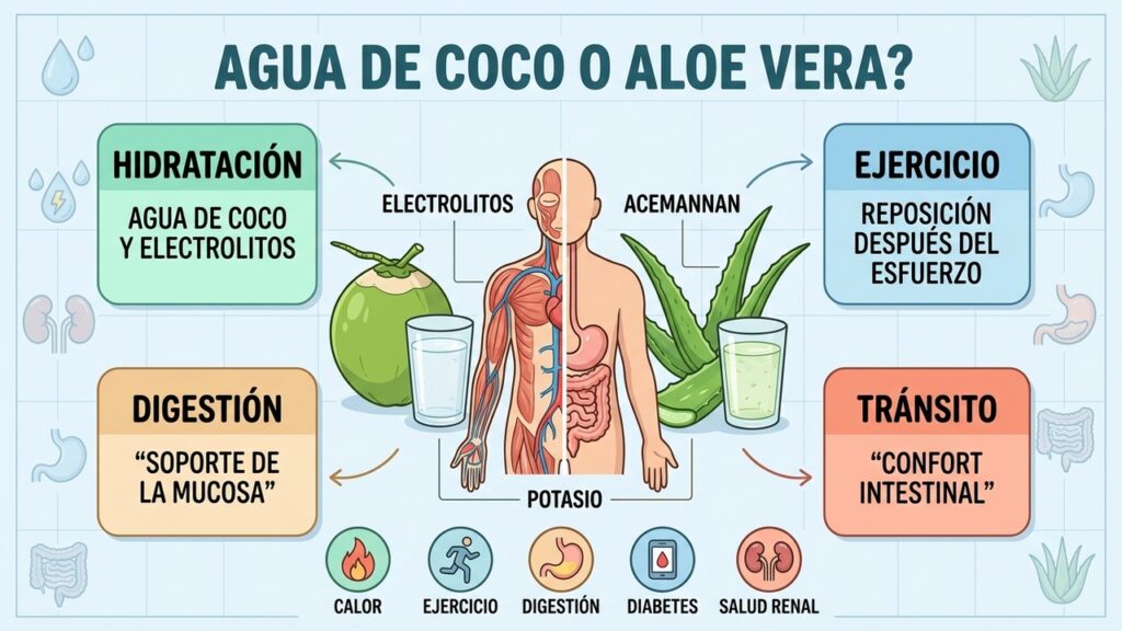 La diferencia entre agua de coco y aloe vera sorprende