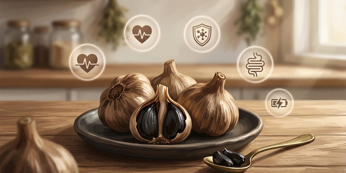 El ajo negro concentra compuestos transformados que potencian su interés antioxidante y digestivo.