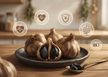 El ajo negro concentra compuestos transformados que potencian su interés antioxidante y digestivo.