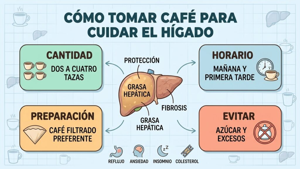 El café habitual se asocia con menor riesgo de fibrosis, cirrosis y cáncer hepático